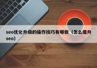 seo優(yōu)化升級的操作技巧有哪些（怎么提升seo）