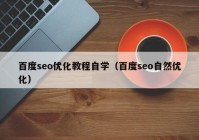 百度seo優(yōu)化教程自學(xué)（百度seo自然優(yōu)化）