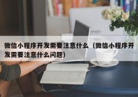 微信小程序開發(fā)需要注意什么（微信小程序開發(fā)需要注意什么問題）