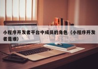 小程序開發(fā)者平臺中成員的角色（小程序開發(fā)者是誰）